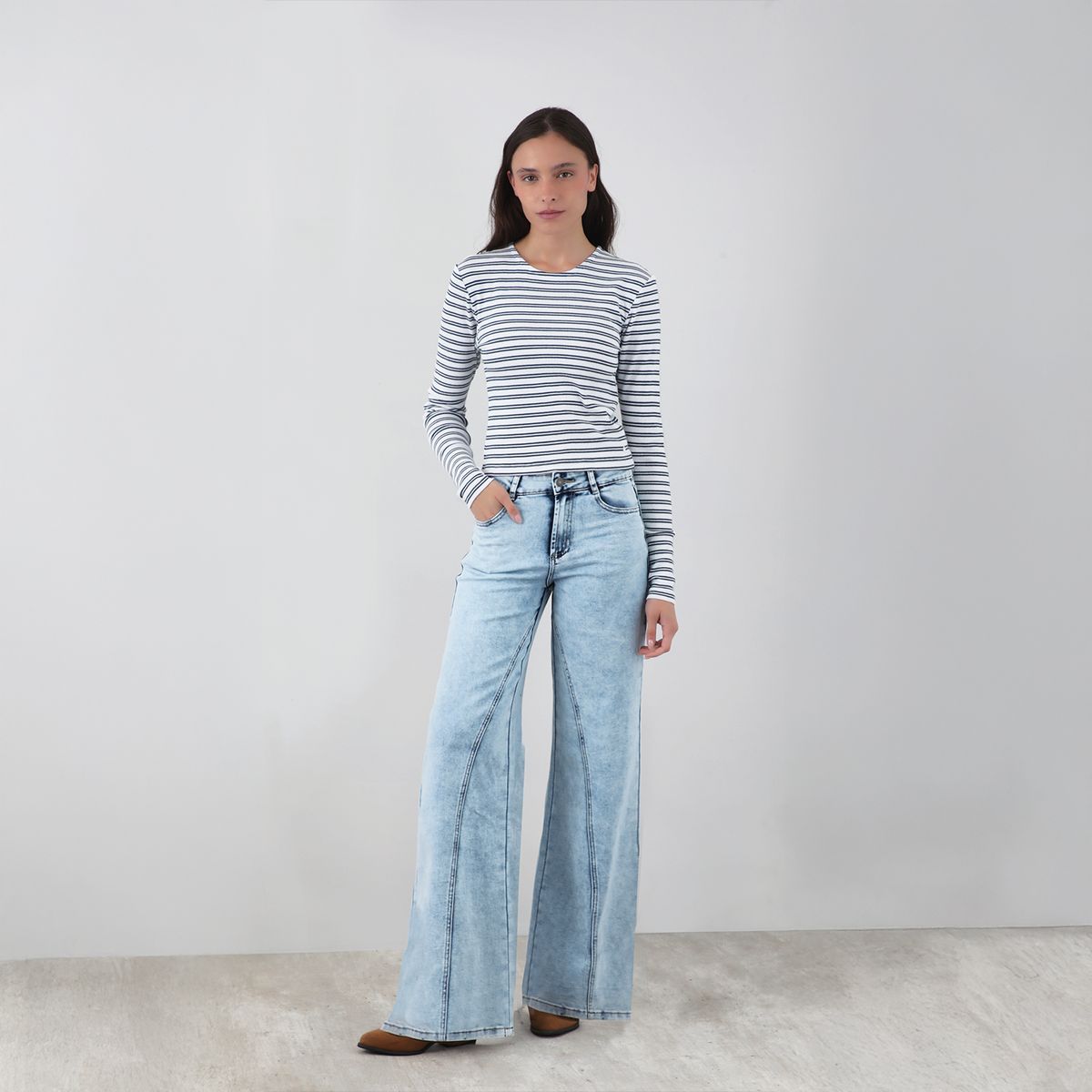 RAINDOOR - Polera Manga Larga Lineas Blanco Mujer Raindoor