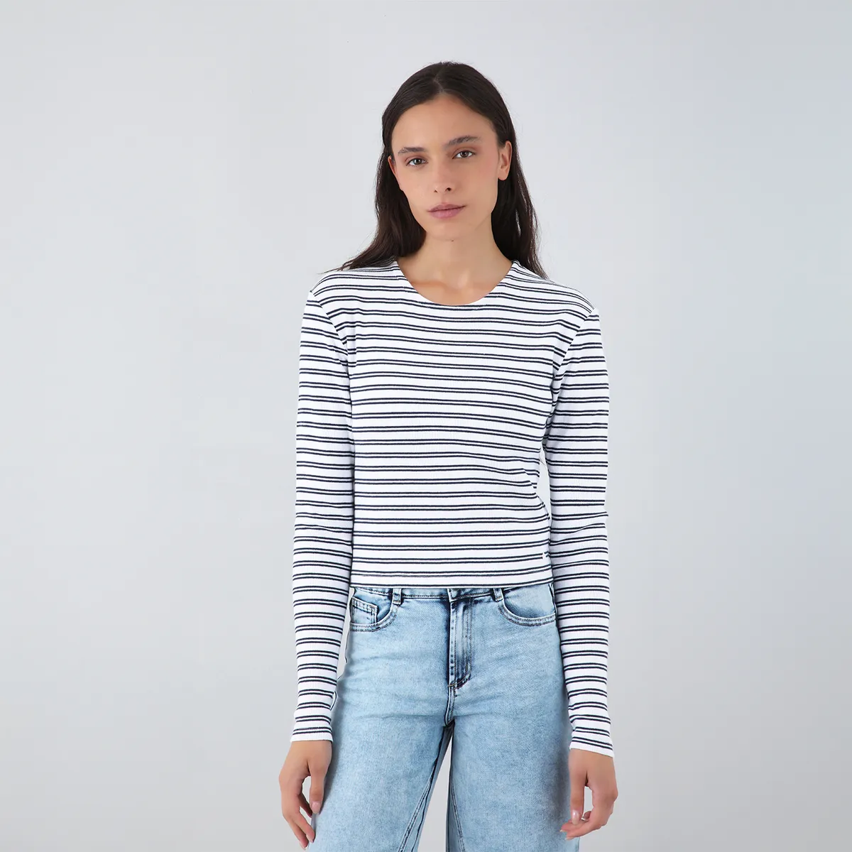 RAINDOOR - Polera Manga Larga Lineas Blanco Mujer Raindoor