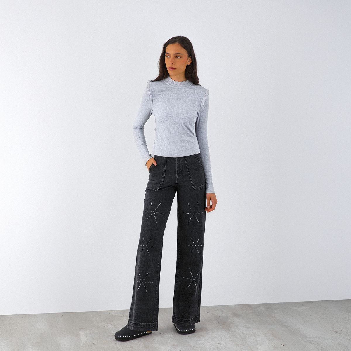 RAINDOOR - Polera Manga Larga Vuelos Broderie Mujer Raindoor