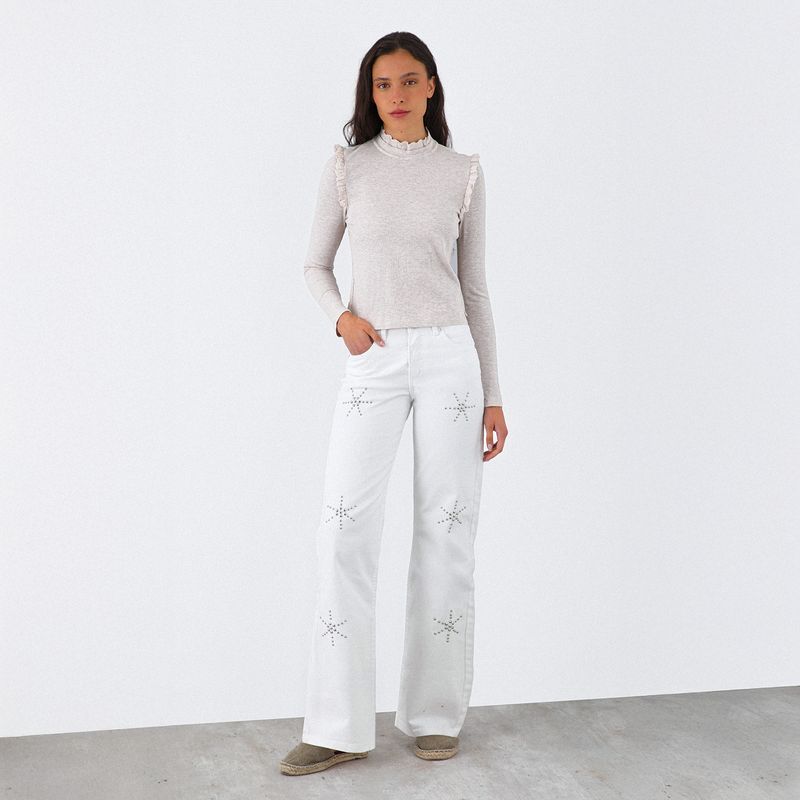 RAINDOOR - Polera Manga Larga Vuelos Broderie Mujer Raindoor