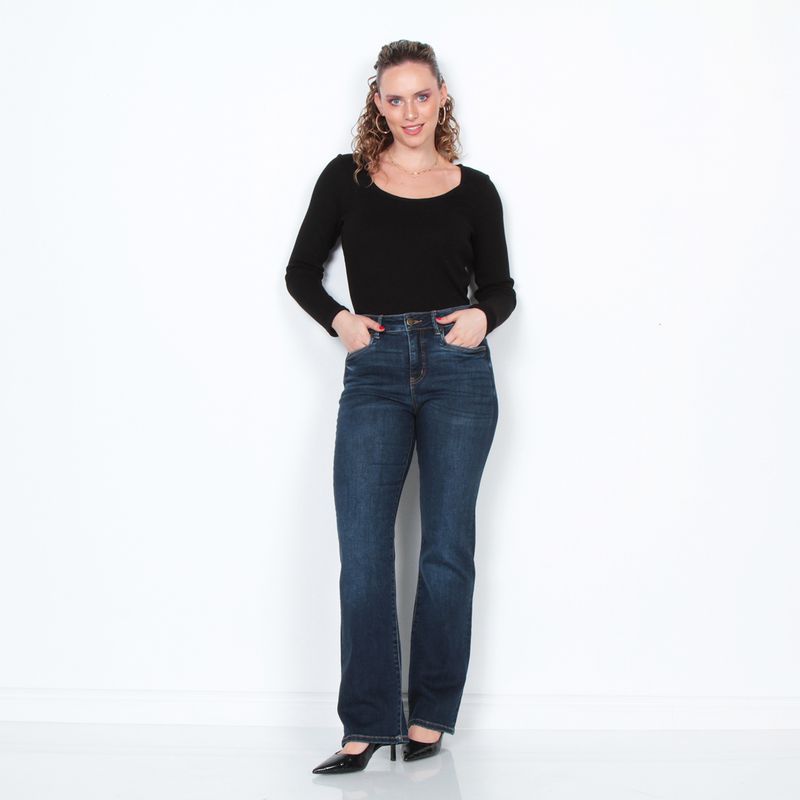 WADOS - JEANS RECTO TIRO ALTO PRETINA BASICA 1 BOTON