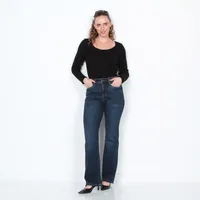 JEANS RECTO TIRO ALTO PRETINA BASICA 1 BOTON