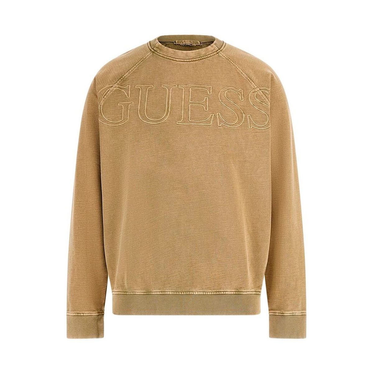 GUESS - Poleron Raglan Cn Sweatshirt Hombre Café