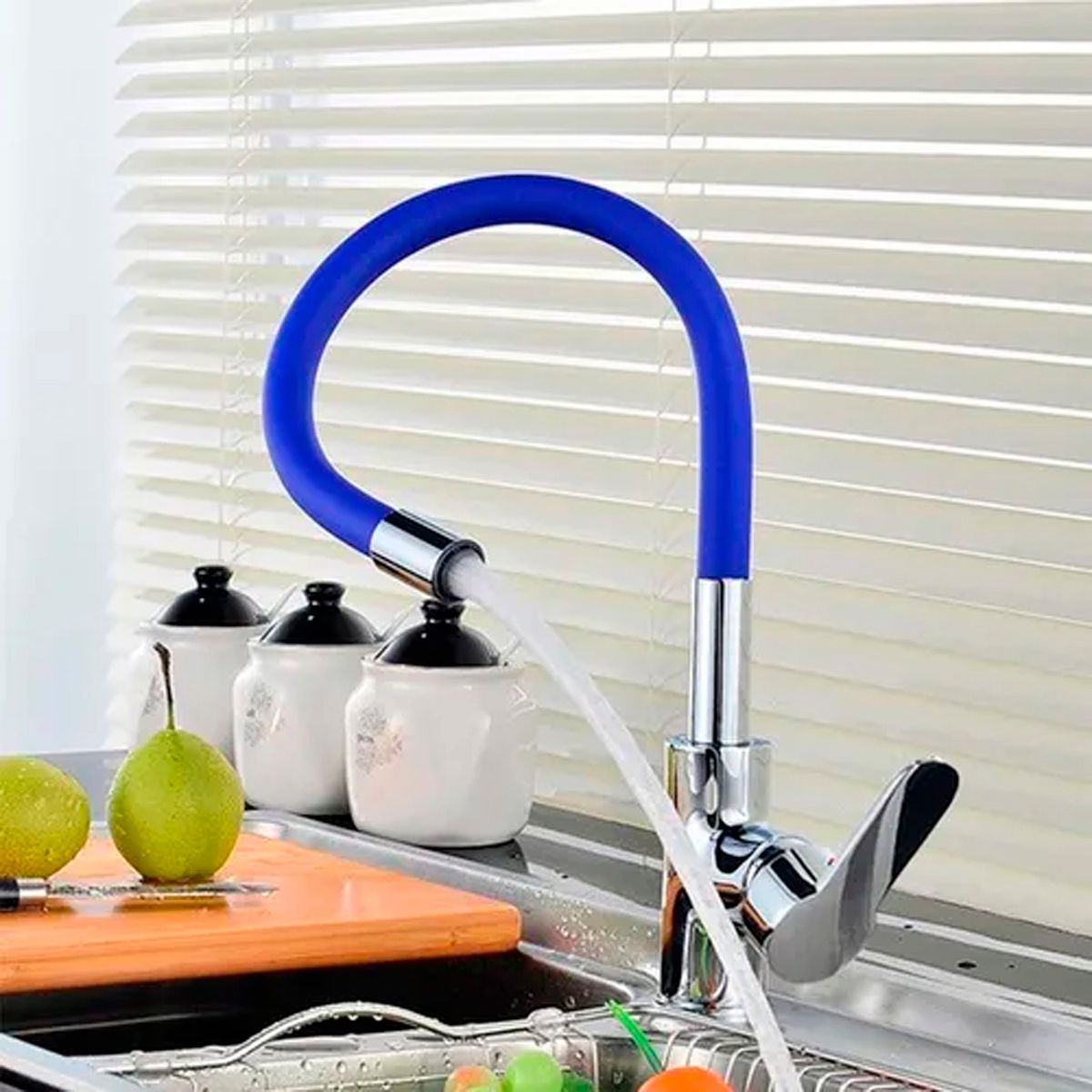 GENERICO - Llave Griferia Lavaplatos Cuello Cisne Flexible Tap 16 Azul