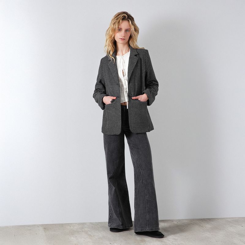 RAINDOOR - Blazer Tejido Tartan Café Mujer Raindoor
