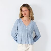Blusa Panal Lineas Azul Mujer