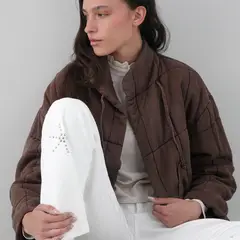 RAINDOOR - Chaqueta Acolchada Cintas Café Mujer