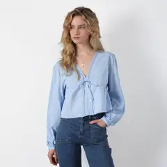 RAINDOOR - Blusa Bordado Langostas Azul Mujer