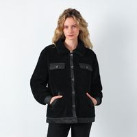 Chaqueta Chiporro Botones Abuca Negro Mujer