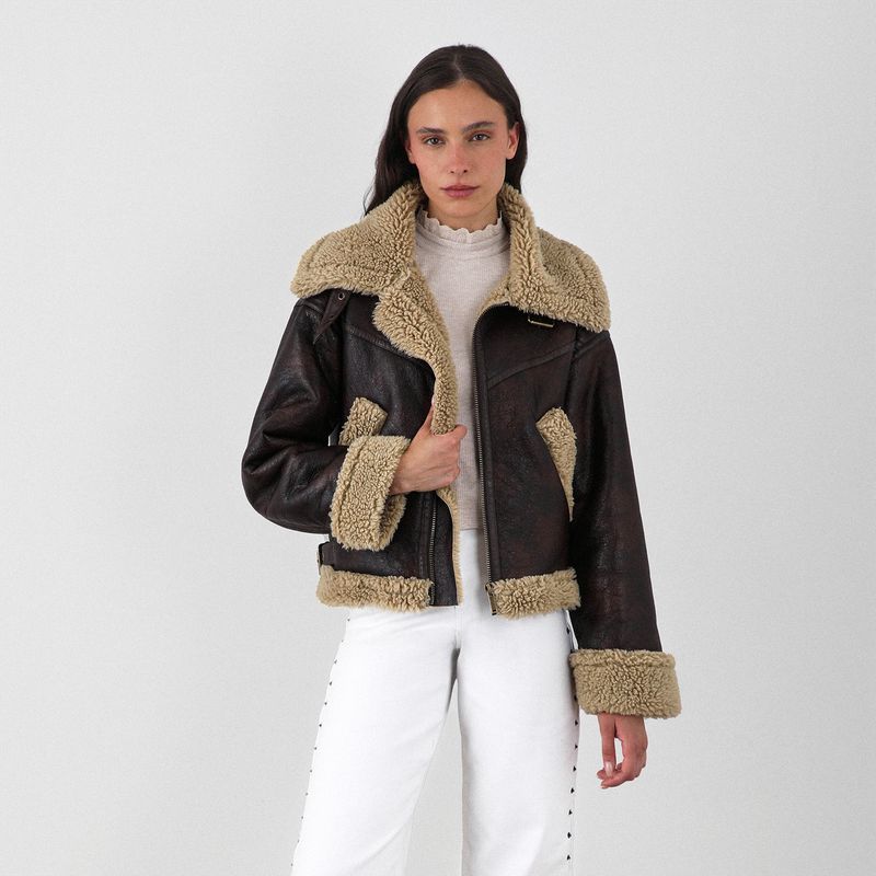 RAINDOOR - Chaqueta Aviadora Bonded Café Mujer Raindoor