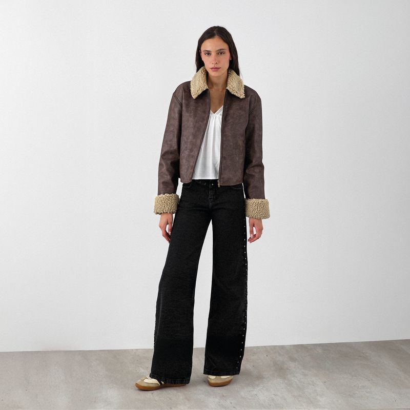 RAINDOOR - Chaqueta Pu Cuello Chiporro Café Mujer Raindoor