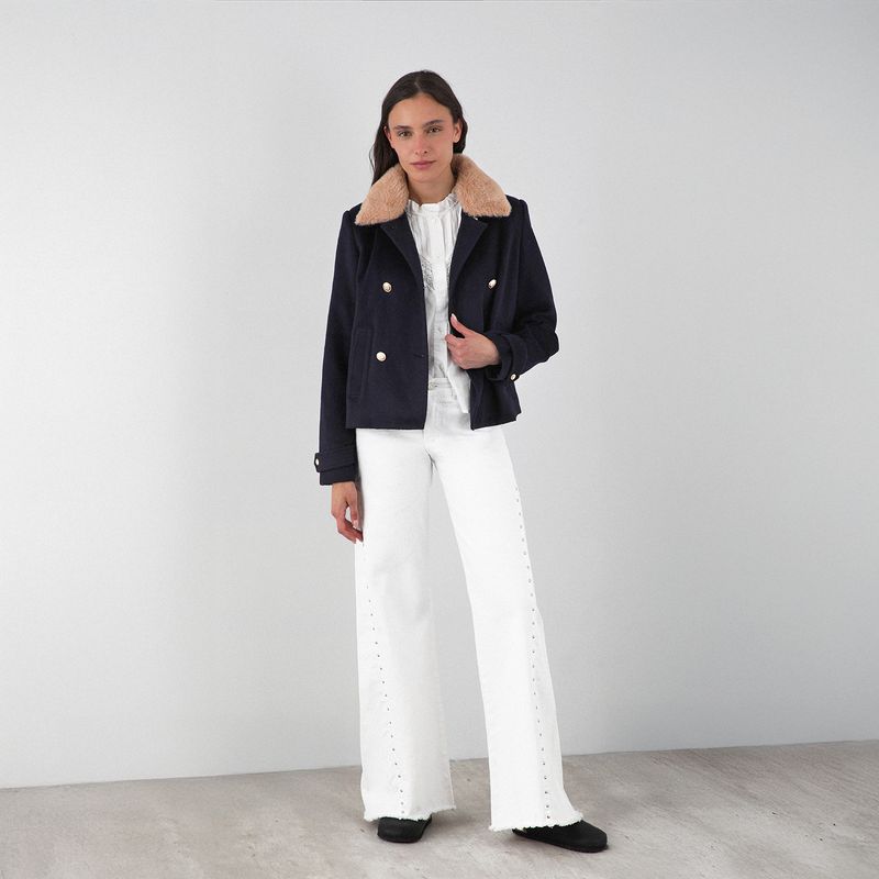 RAINDOOR - Chaqueta Marinera Azul Cuello Desmontable Mujer Raindoor