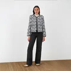 RAINDOOR - Chaqueta Acolchada Negra Estampado Blanco Mujer