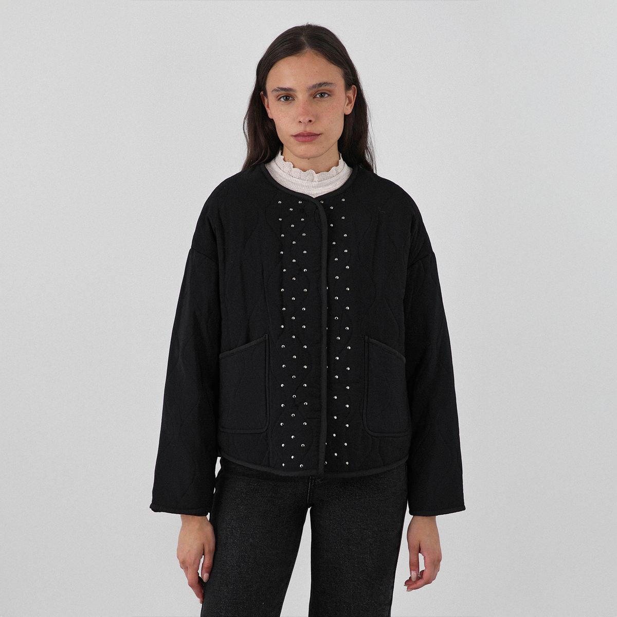 RAINDOOR - Chaqueta Acolchada Tachas Negro Mujer Raindoor