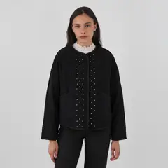 RAINDOOR - Chaqueta Acolchada Tachas Negro Mujer