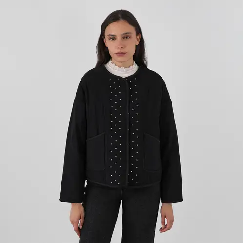 RAINDOOR - Chaqueta Acolchada Tachas Negro Mujer