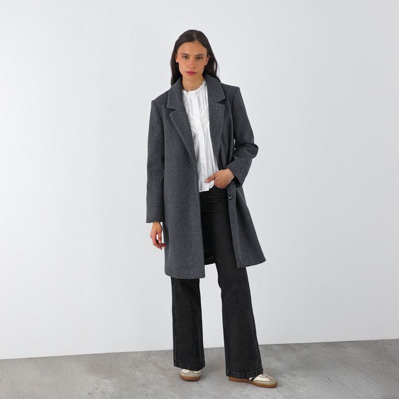 RAINDOOR - Abrigo Lanilla Melange Gris Mujer Raindoor