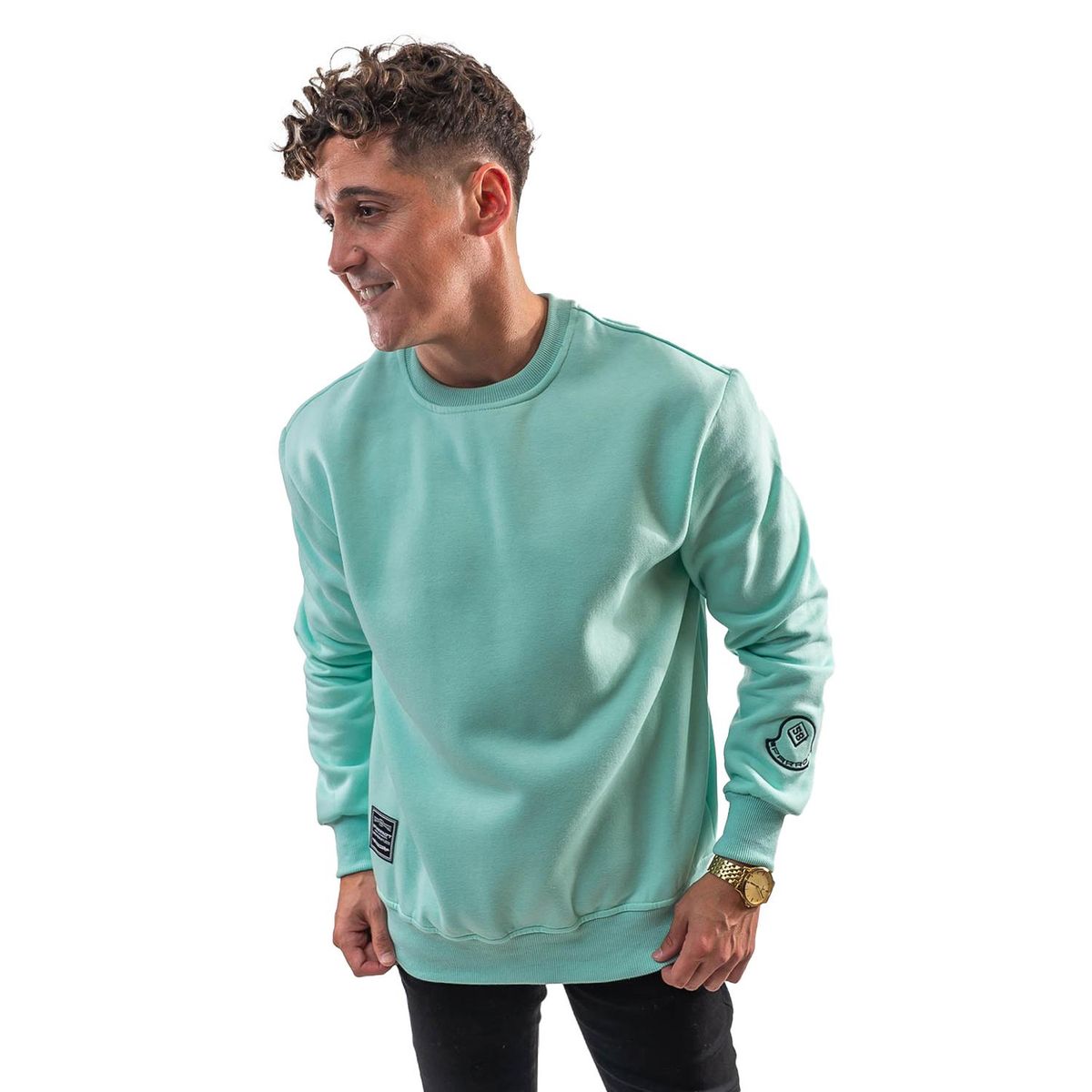 PARROT - Polerón de hombre con cuello polo diseño liso y corte oversize