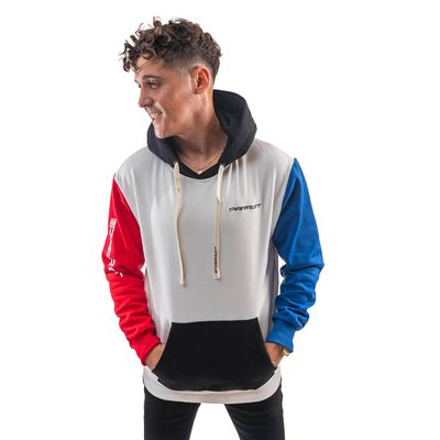 Imagen 1 del producto Polerón con gorro y bolsillo canguro diseño tricolor