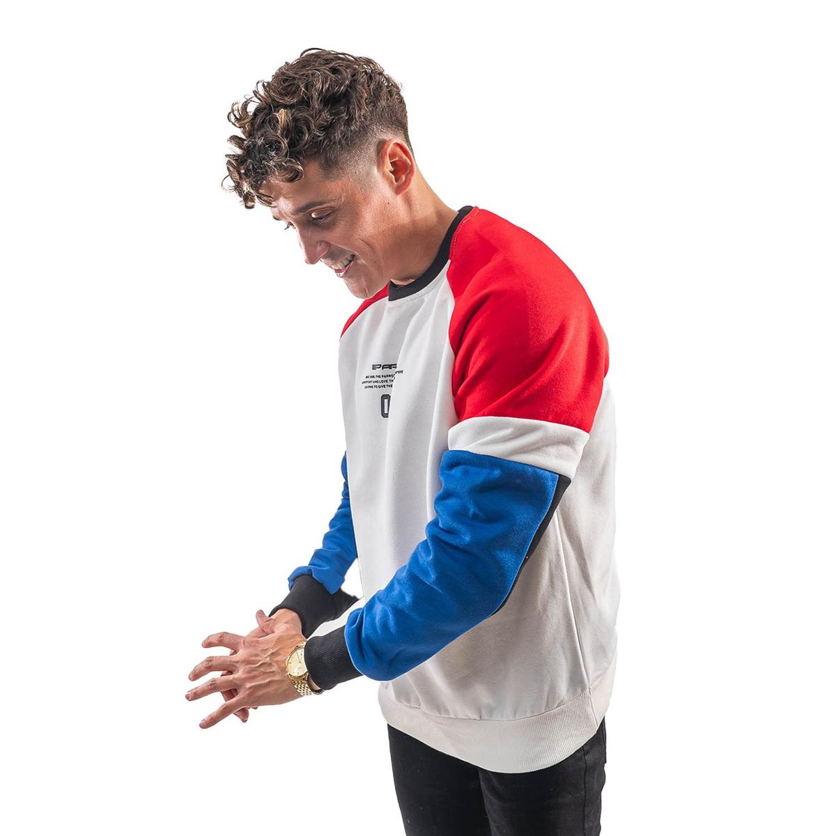 PARROT - Polerón cuello redondo diseño tricolor