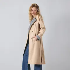 RAINDOOR - Abrigo Trench Vichy Beige Mujer