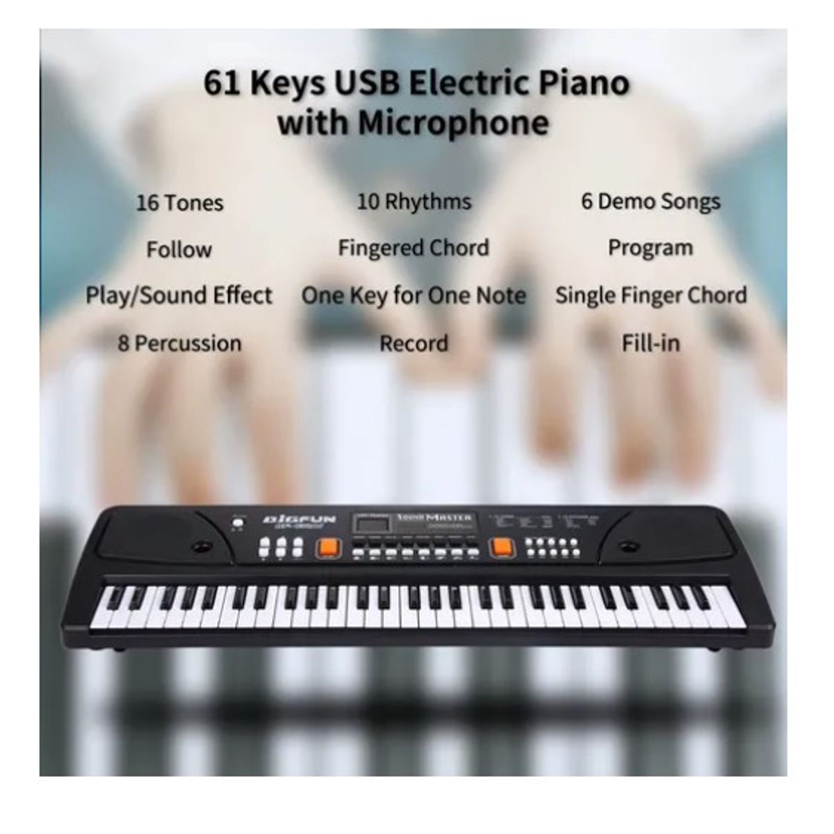 ESHOPANGIE - Piano Teclado Musical Eléctrico De 61 Teclas + Micrófono