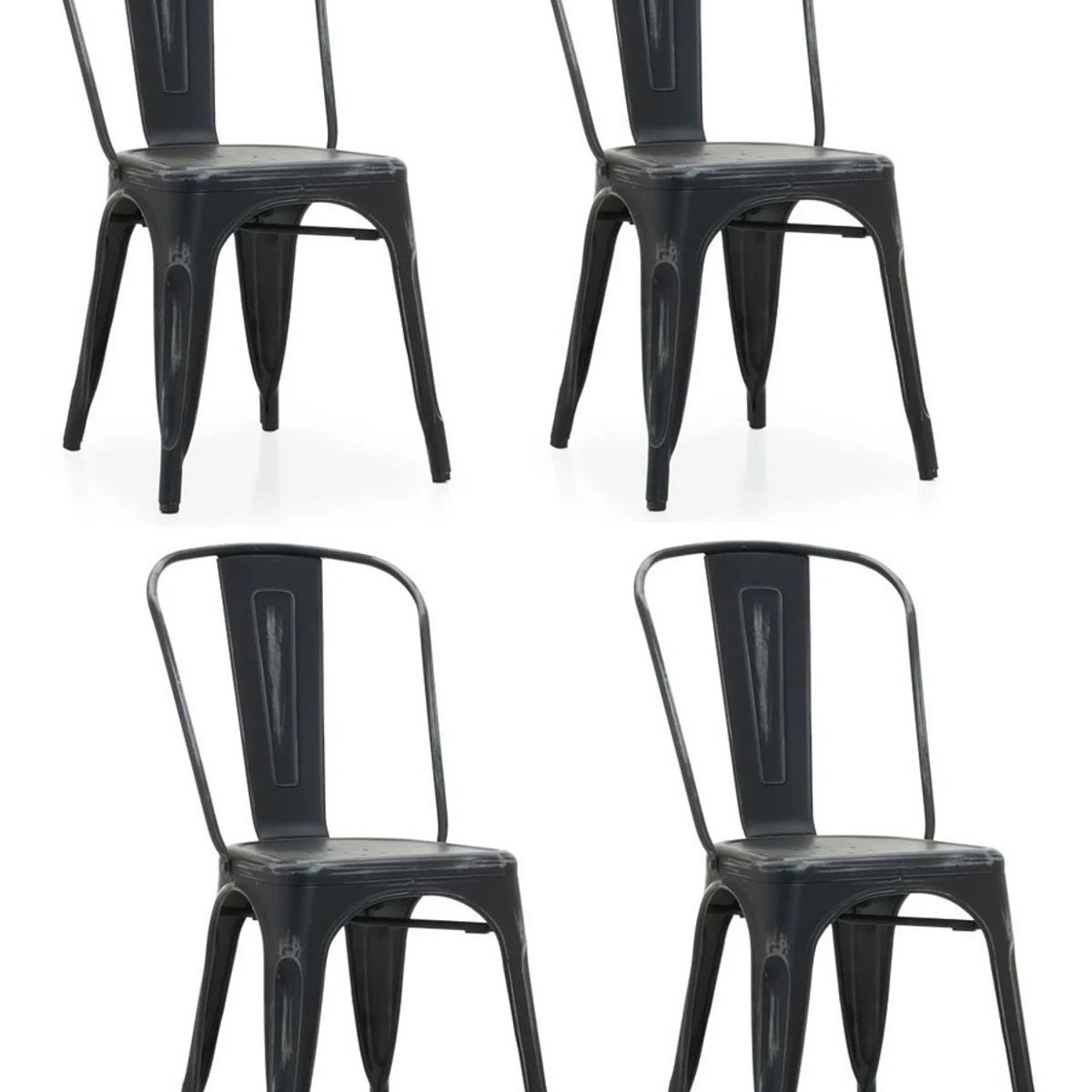 GENERICO - Pack de 4 Silla tolix metálica para comedor - Negro