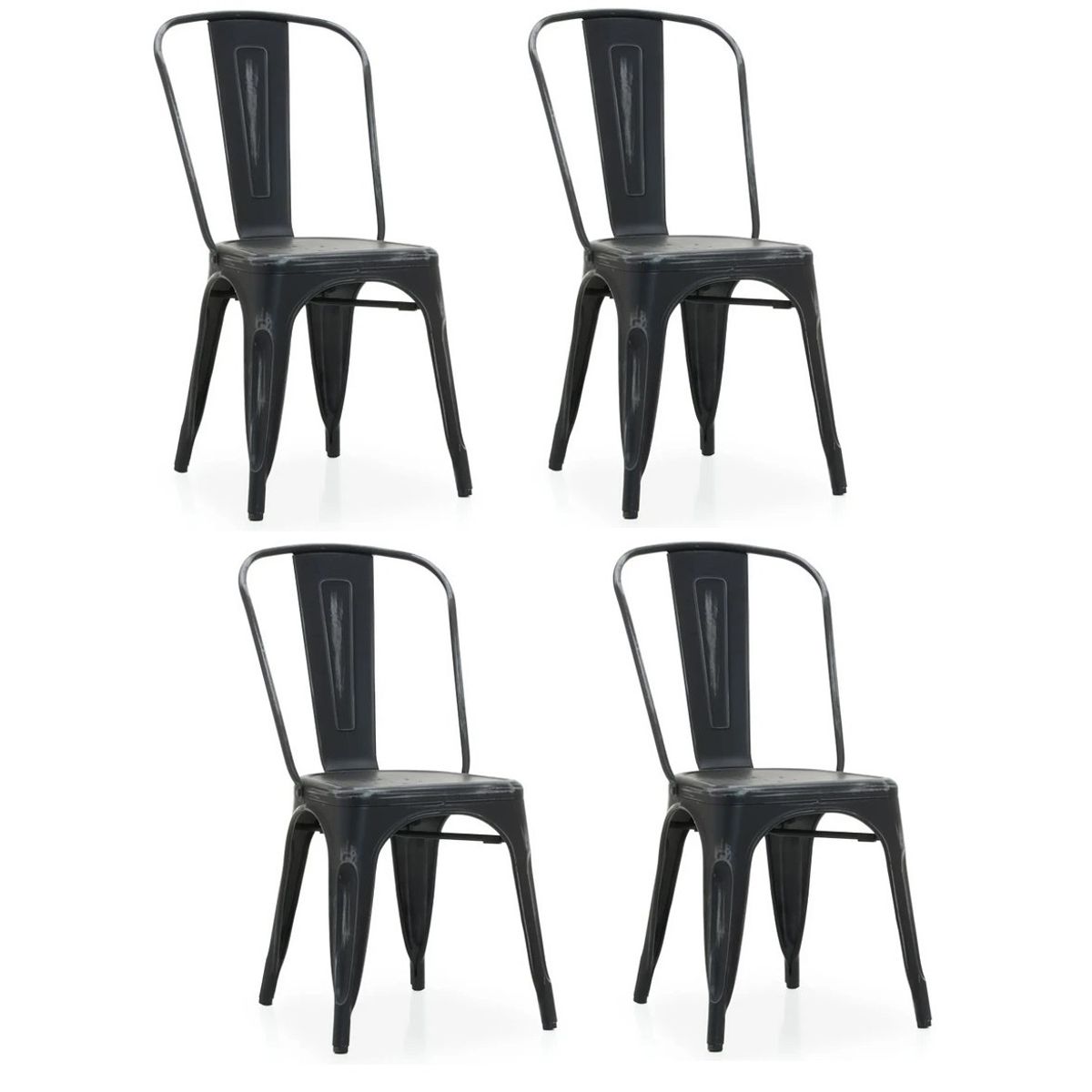 GENERICO - Pack de 4 Silla tolix metálica para comedor - Negro