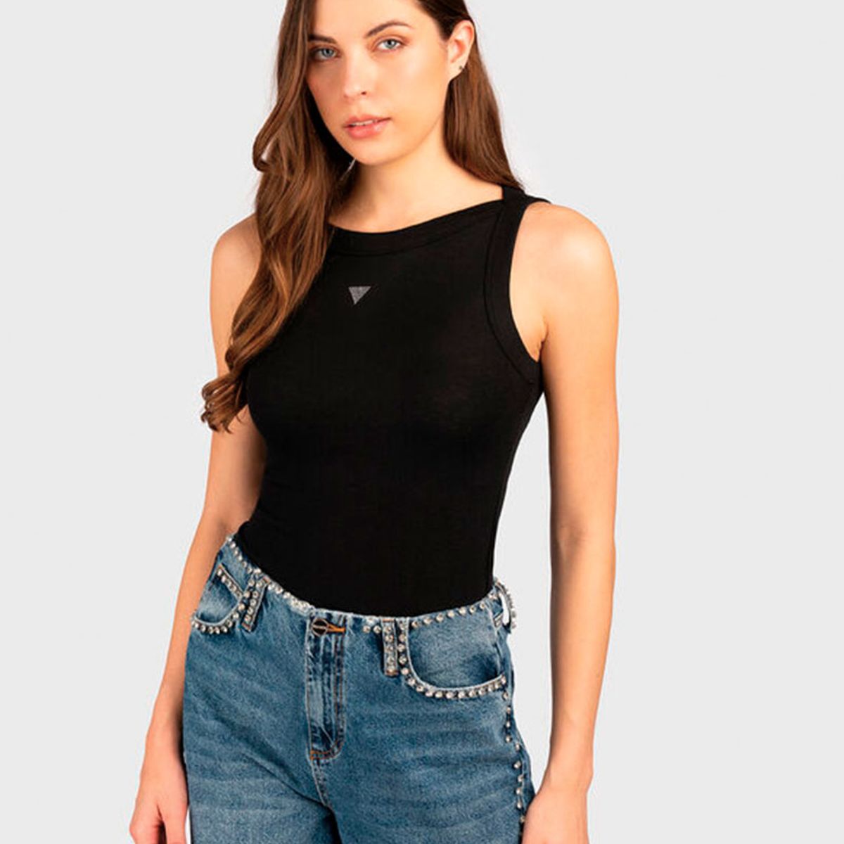 GUESS - Polera Tina Ribs Tank Top Negro Guess