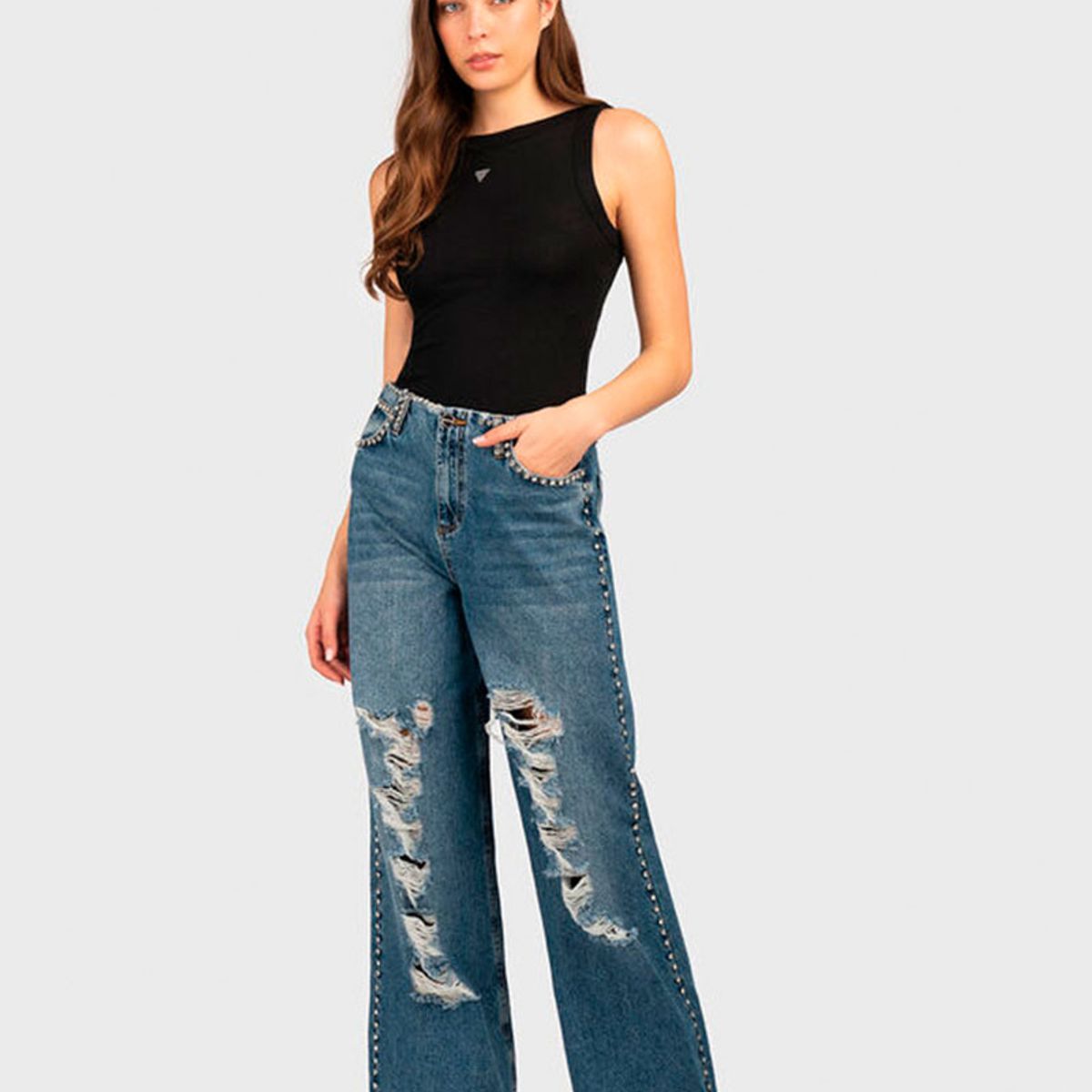 GUESS - Polera Tina Ribs Tank Top Negro Guess