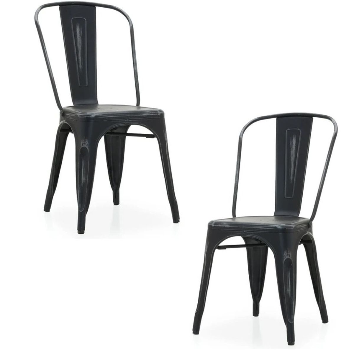 HABITA2 CHILE - Pack de 2 Silla tolix metálico para comedor - Negro