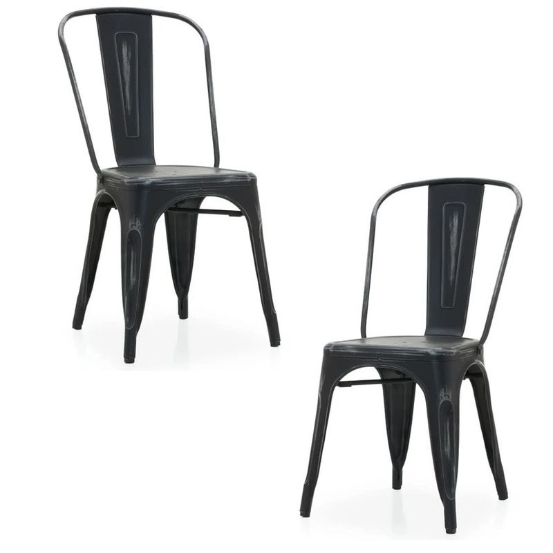 GENERICO - Pack de 2 Silla tolix metálico para comedor - Negro