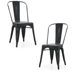 GENERICO - Pack de 2 Silla tolix metálico para comedor - Negro