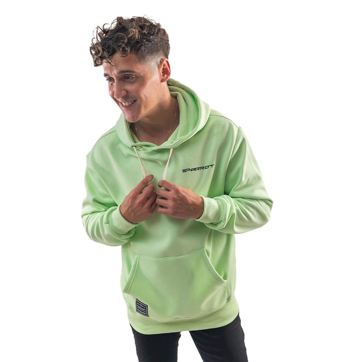 PARROT - Polerón de hombre con gorro diseño liso y corte oversize