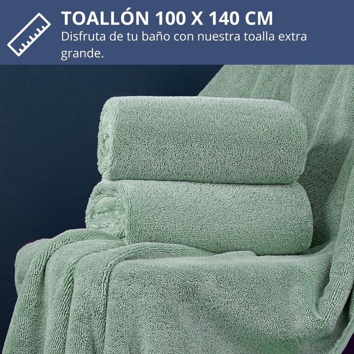 AZ AURAZEUS - Toallon Grande De Baño Verde 100 X 140 Microfibra Playa De Mano Az