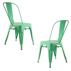 GENERICO - Pack de 2 Silla tolix metálico para comedor - Menta