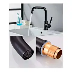 GENERICO - Llave Griferia Lavaplatos Cuello Giratorio Negro Mate Tap08