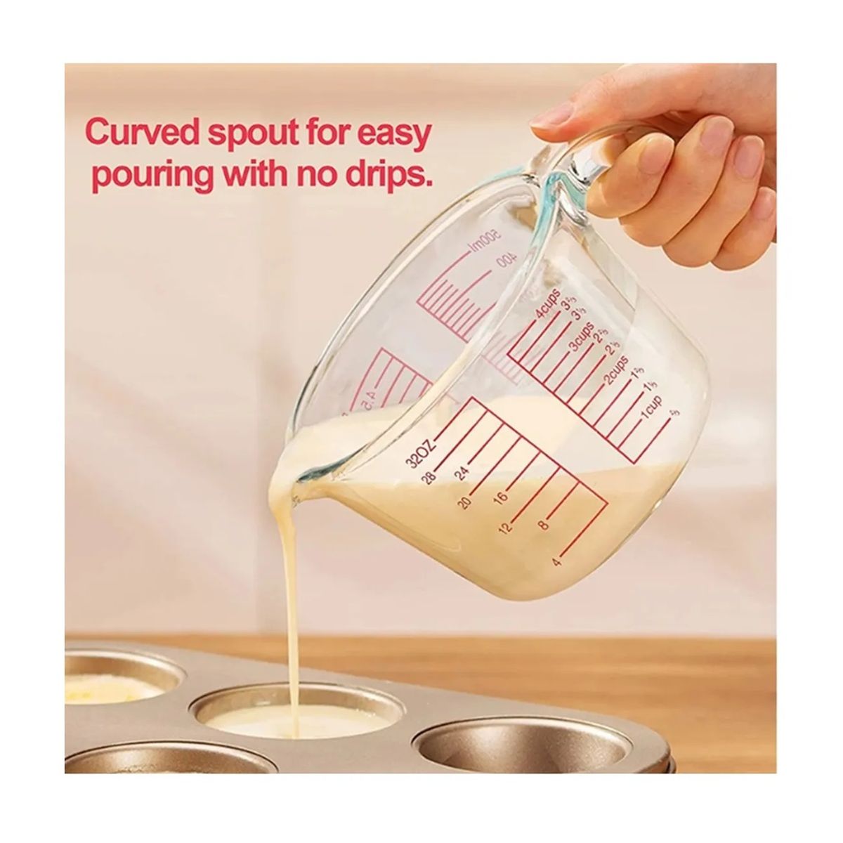 GENERICO - Taza Medidora De Vidrio Resistente Jarra De Vidrio Medidora