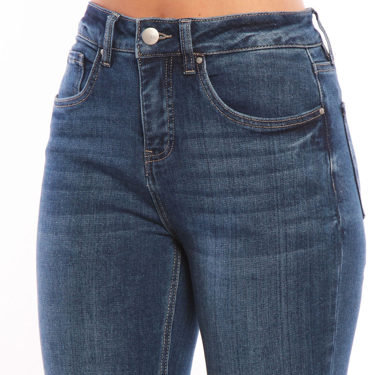 WADOS - JEANS RECTO TIRO ALTO PRETINA BASICA 1 BOTON