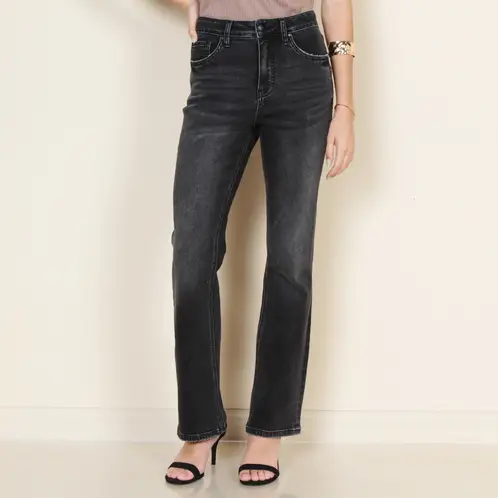 WADOS - JEANS RECTO TIRO ALTO PRETINA BASICA 1 BOTON
