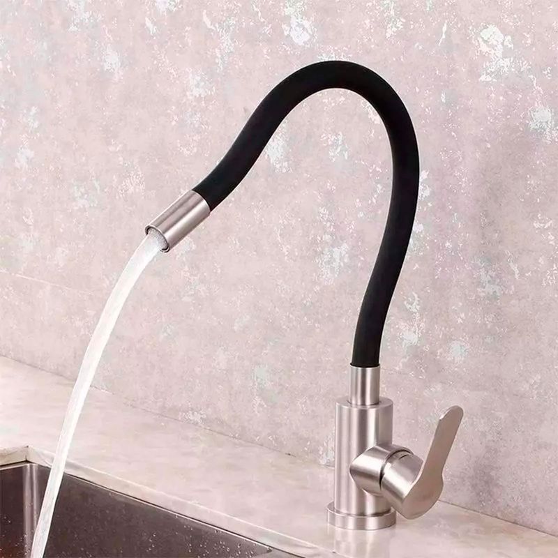 GENERICO - Llave Griferia Lavaplatos Cuello Cisne Flexible Tap15 Negro