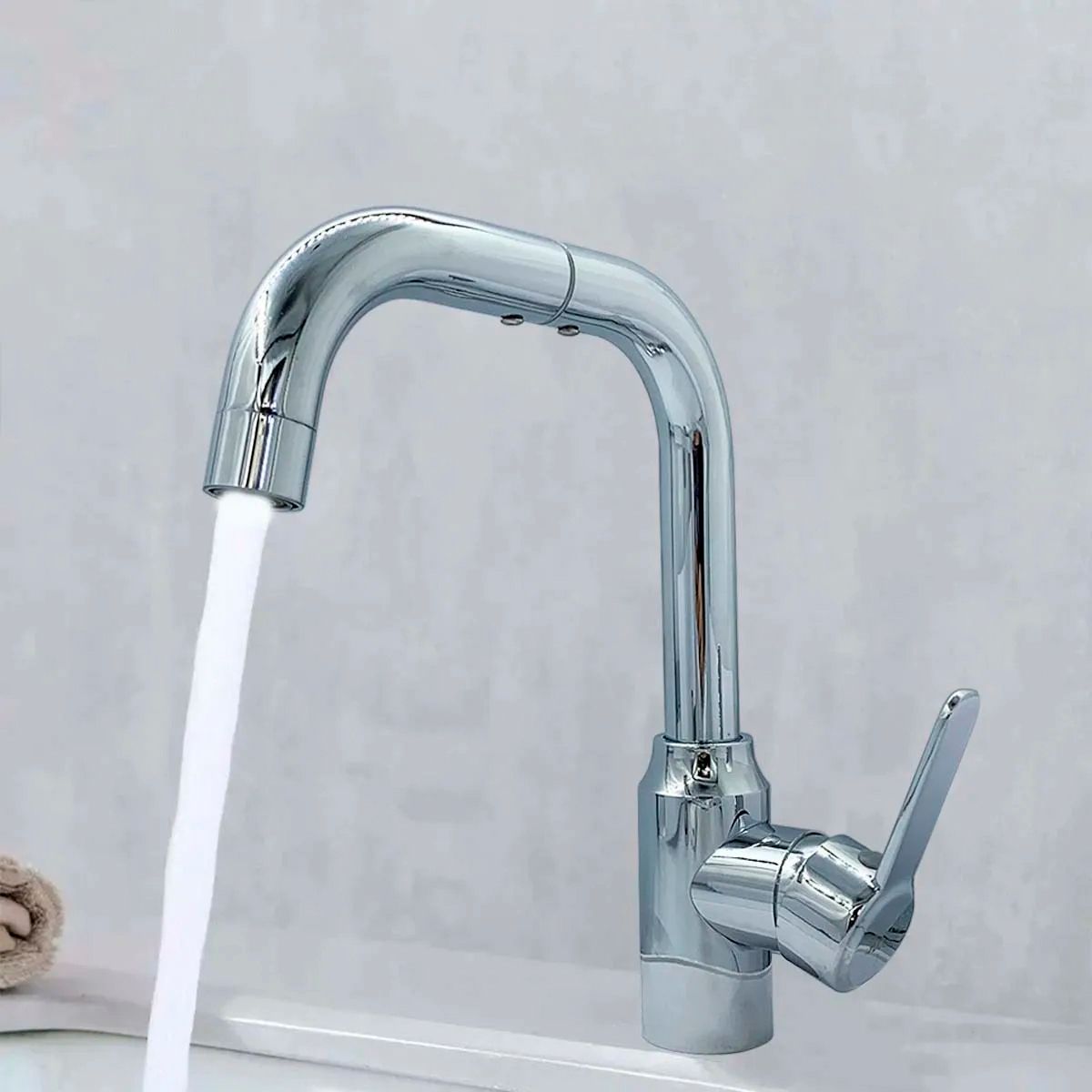 GENERICO - Llave Griferia Lavaplatos Cuello Giratorio Plateada Tap08