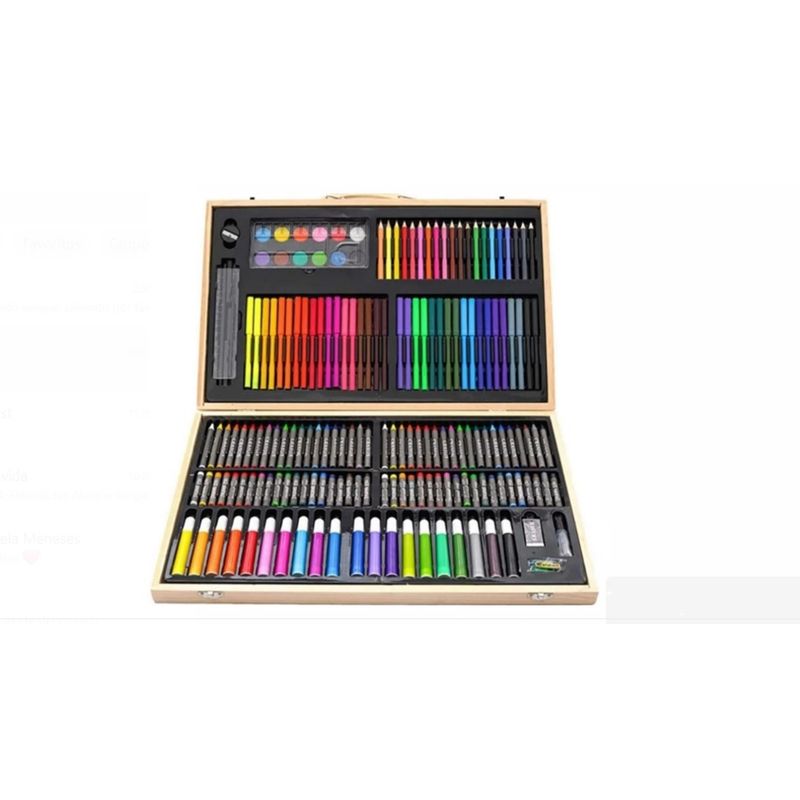 GENERICO - Set de arte 180 Pcs Lapices Para Colorear Maleta De Madera