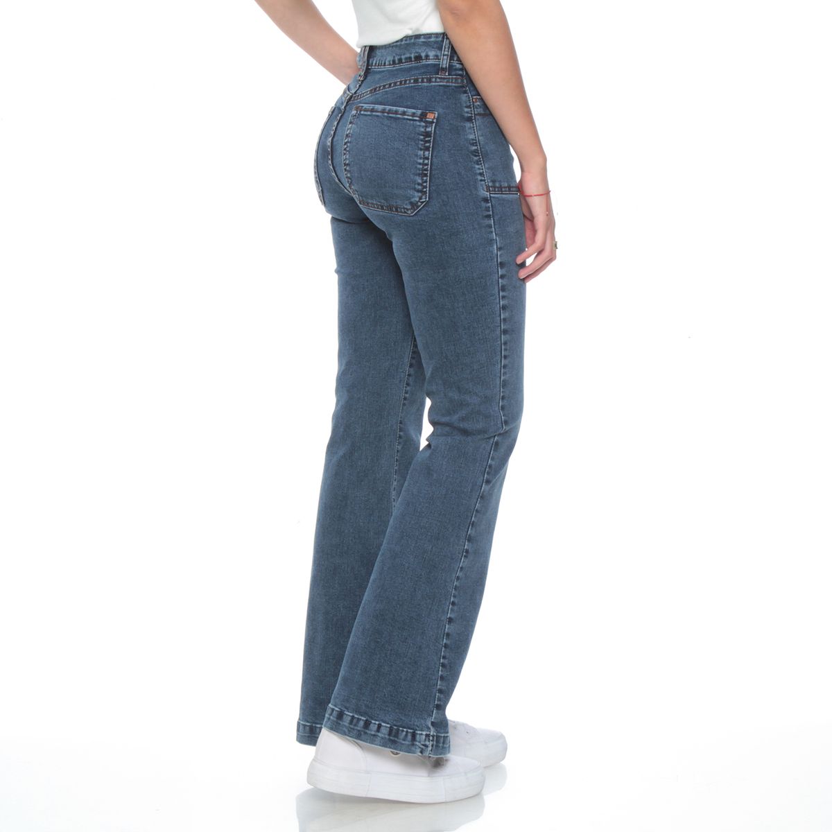 WADOS - JEANS FLARE CARGO TIRO ALTO PRETINA BASICA