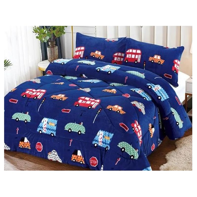 COMPRAPO - Cobertor Chiporro Infantil Autos y Autobuses + 1 Funda 1,5 Plaza