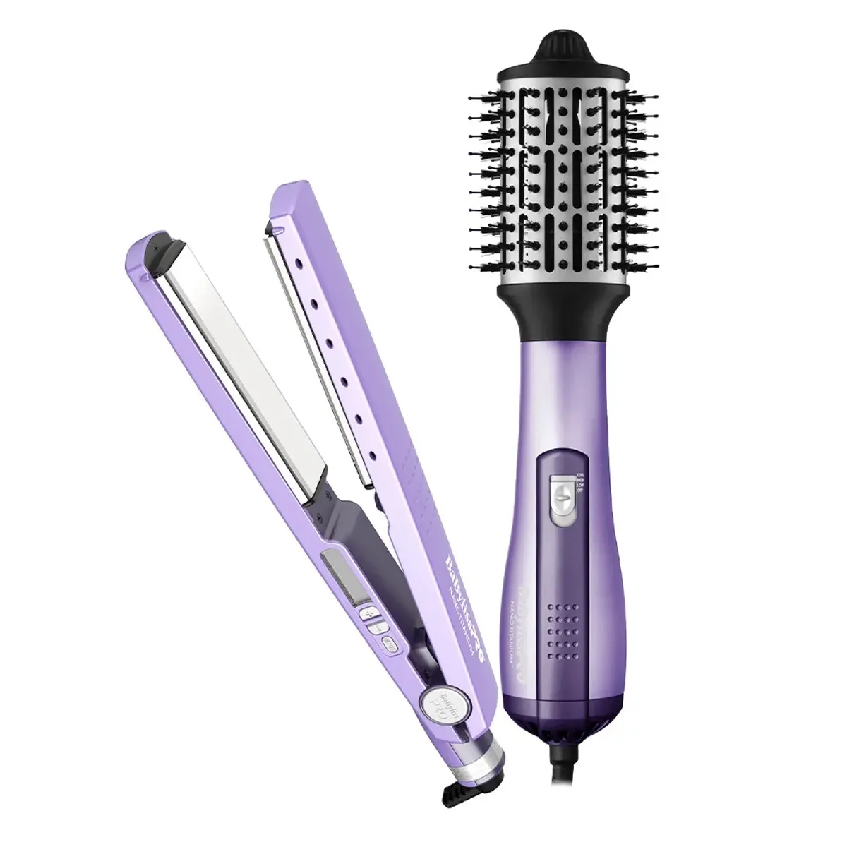 BABYLISS PRO - Kit plancha 32mm y cepillo secador 64mm Babylisspro lavanda
