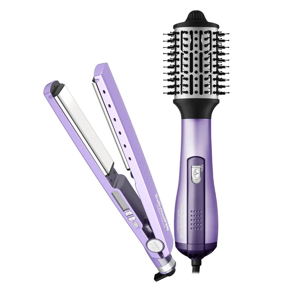 BABYLISS PRO - Kit plancha 32mm y cepillo secador 64mm Babylisspro lavanda