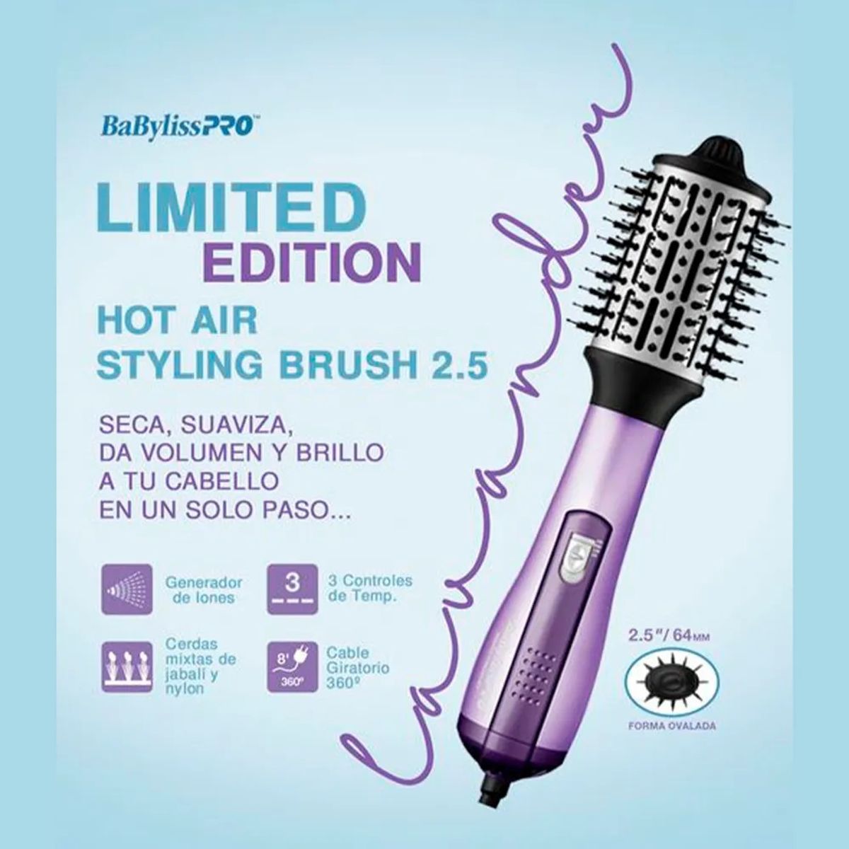 BABYLISS PRO - Kit plancha 32mm y cepillo secador 64mm Babylisspro lavanda