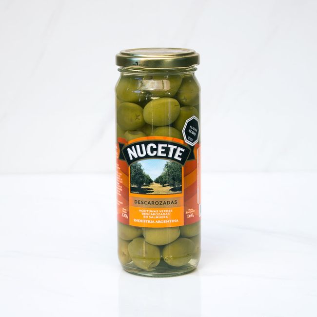 NUCETE - Aceitunas verdes sin carozo en frasco Nucete 160 gr