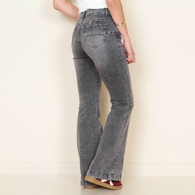 Imagen 2 del producto JEANS FLARE TIRO ALTO PRETINA BASICA 1 BOTON PUSH UP